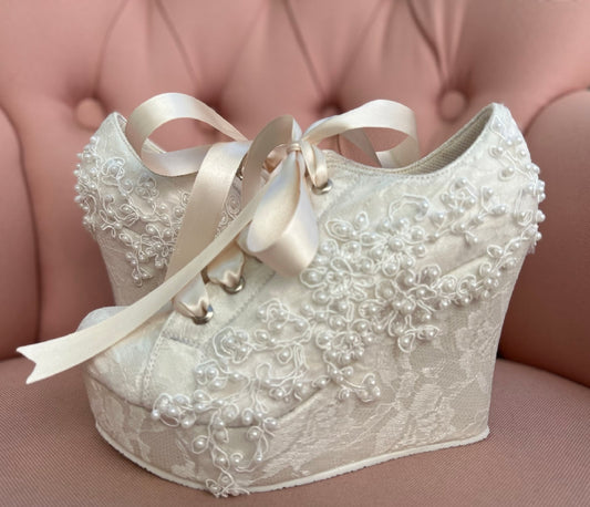 Zapato de Novia con Plataforma y Perla