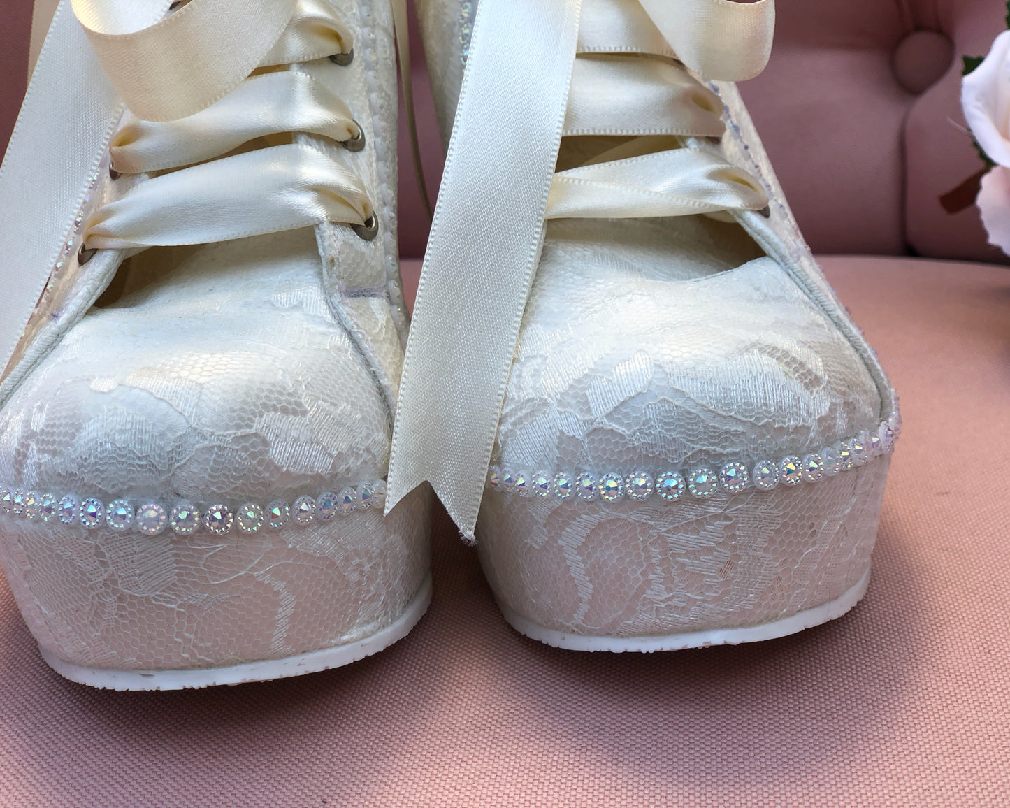 Tenis de Novia Plataforma Perlas Pequeñas