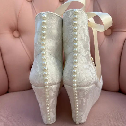 Tenis de Novia Plataforma Con Perla