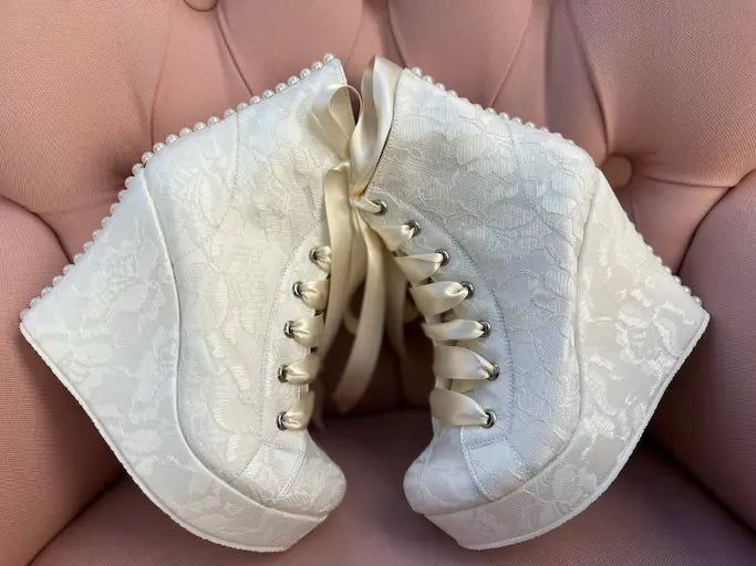 Zapatos De Novia Plataforma De Encaje Con Perlas