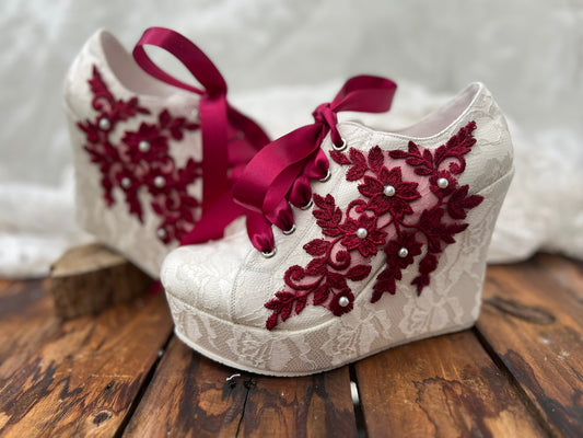Zapatos De Plataforma Para Novia Detalle Vino