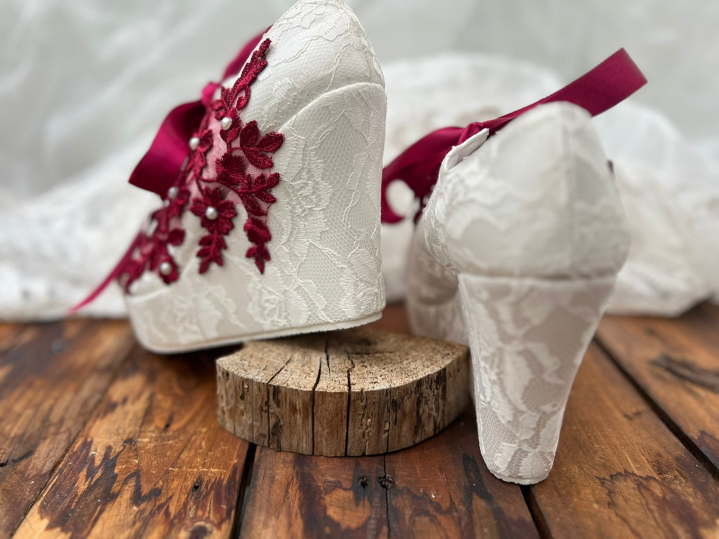 Zapatos De Plataforma Para Novia Detalle Vino