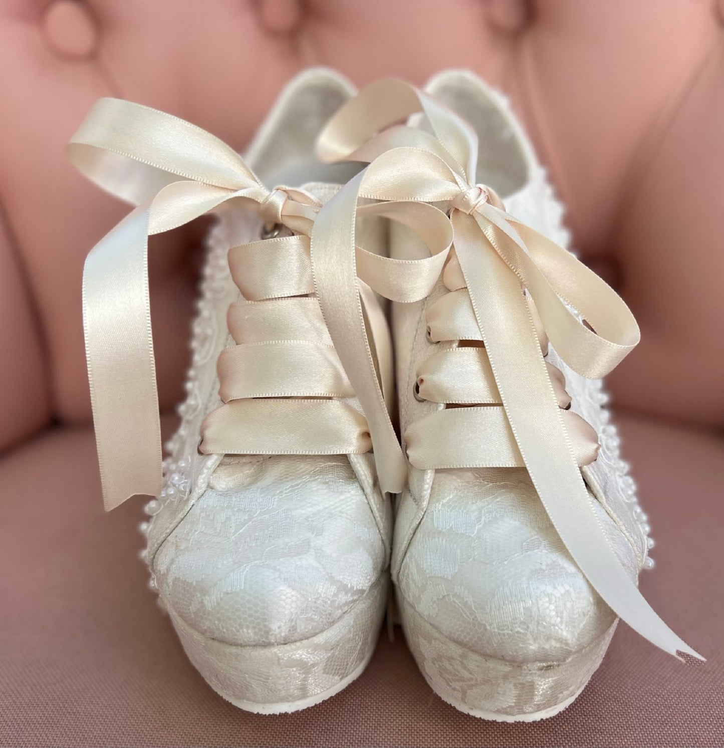 Zapatos De Novia Con Encaje y Perlas