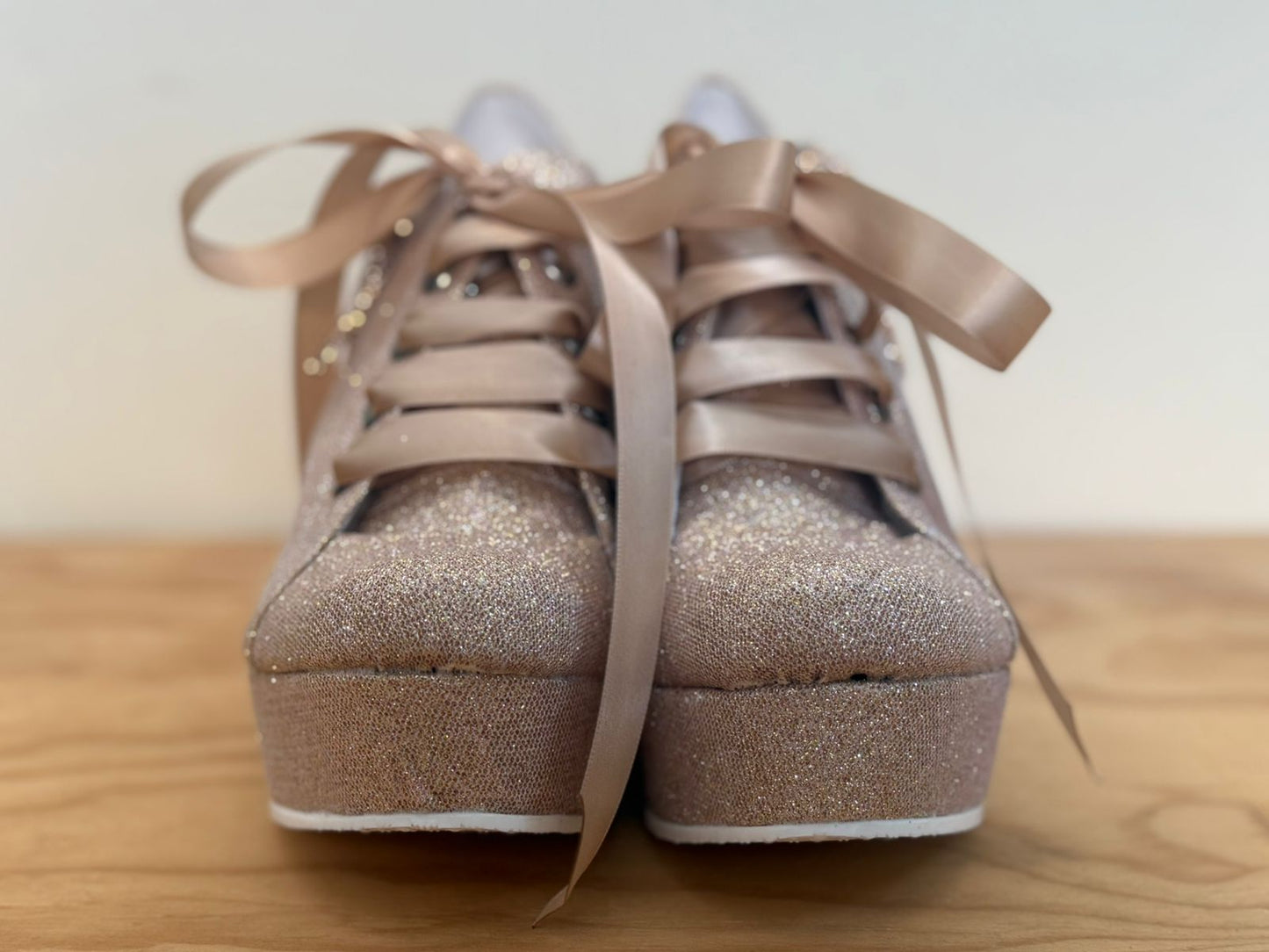 Zapatos de Plataforma Rosa Oro con Brillo | Cómodos, Ligeros y Elegantes para Fiesta o Boda