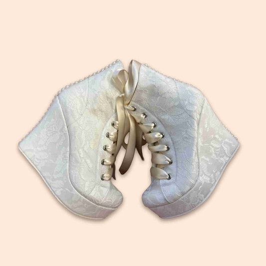 Zapatos De Novia Plataforma De Encaje Con Perlas
