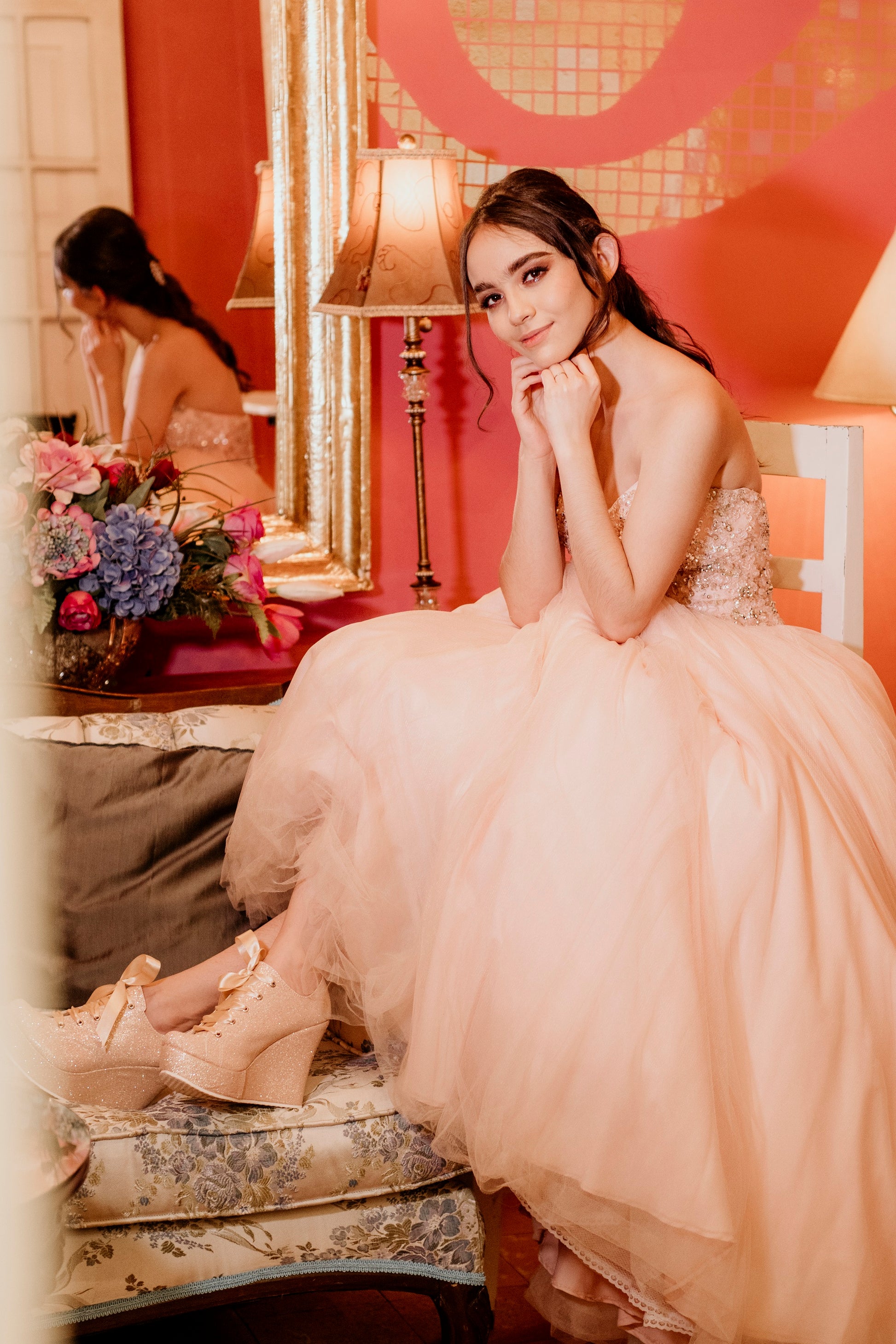 zapatos rosa oro