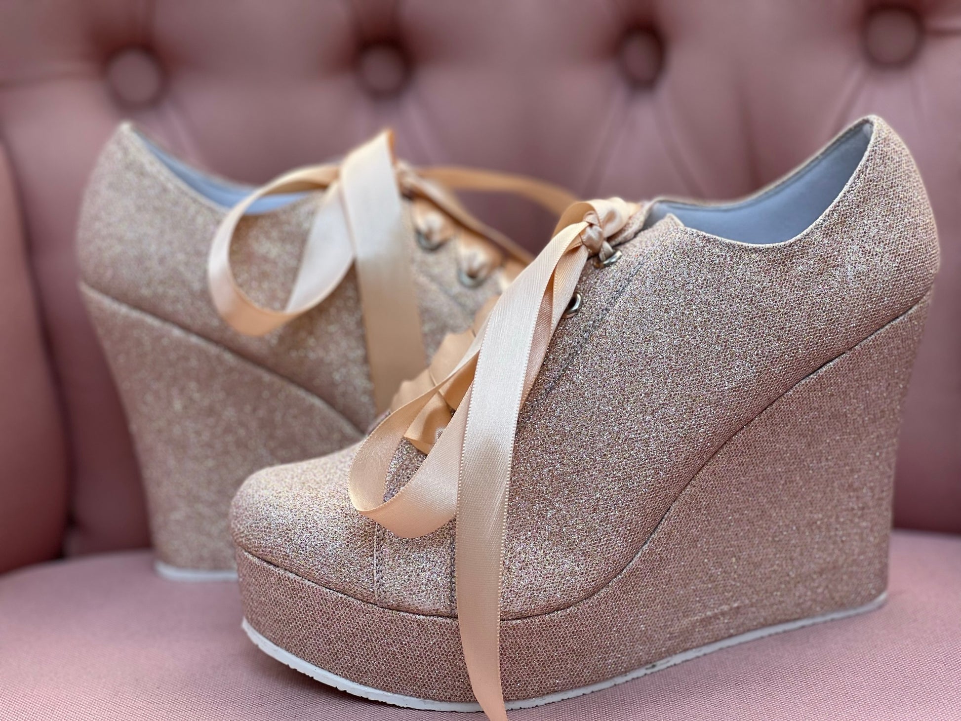 Zapato para quinceañera o novia de plataforma oro rosa – Valenta